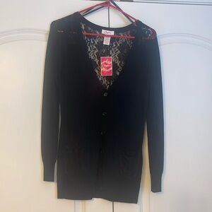 New with tags candies, black lace cardigan
